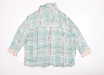 Dunnes Stores Womens Green Check Nightshirt Size 12-14 Viscose Collared