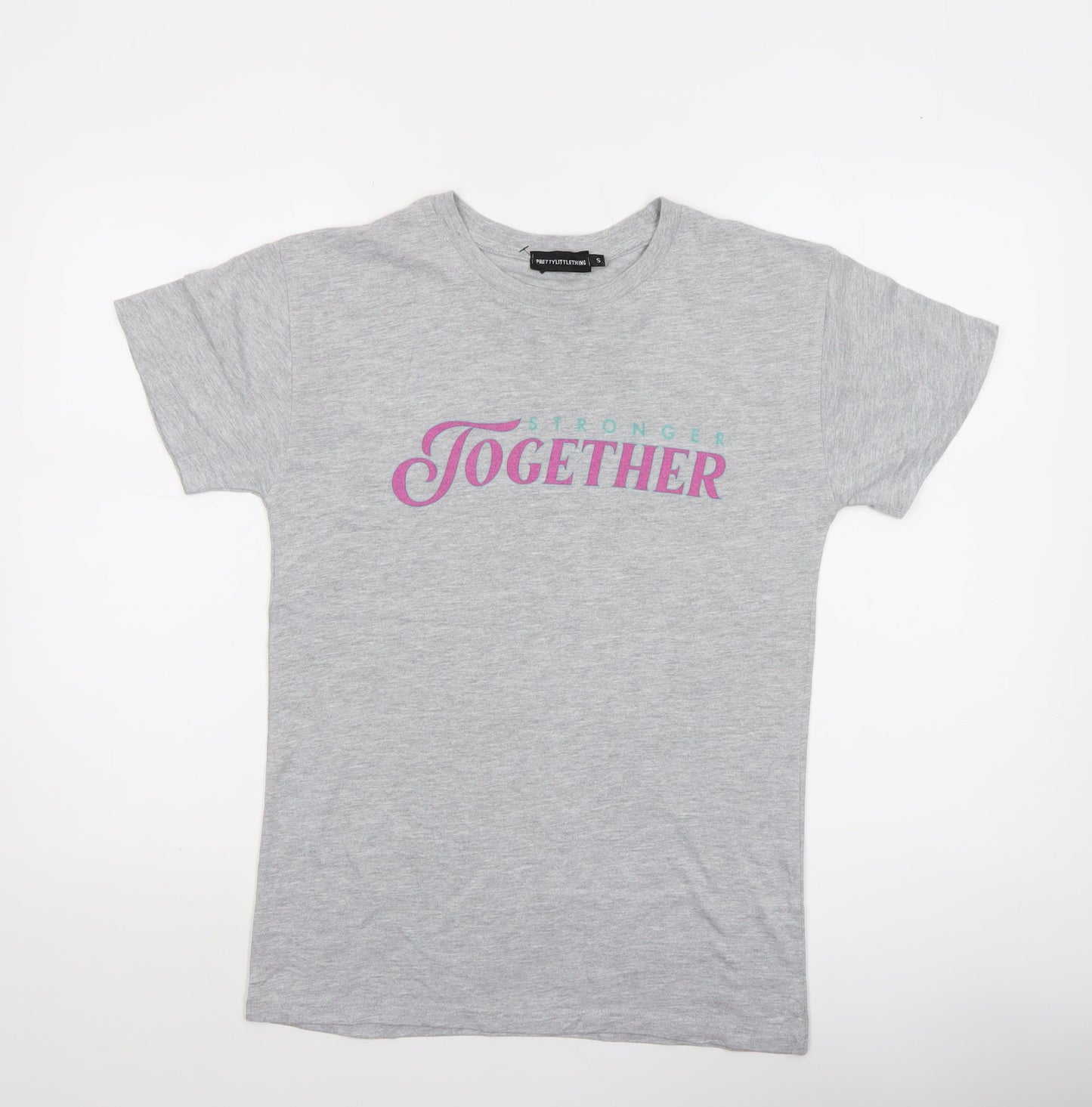 Womens UK Size S PRETTYLITTLETHING Grey Basic T-Shirt