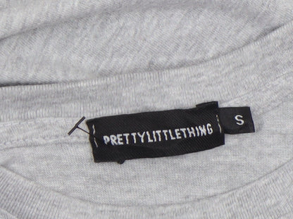 Womens UK Size S PRETTYLITTLETHING Grey Basic T-Shirt