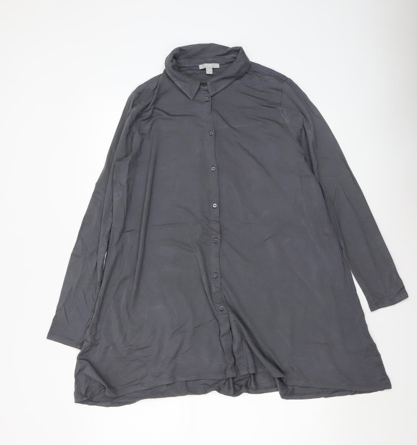 Womens UK Size 16 PURE Collection Grey Classic Button-Up
