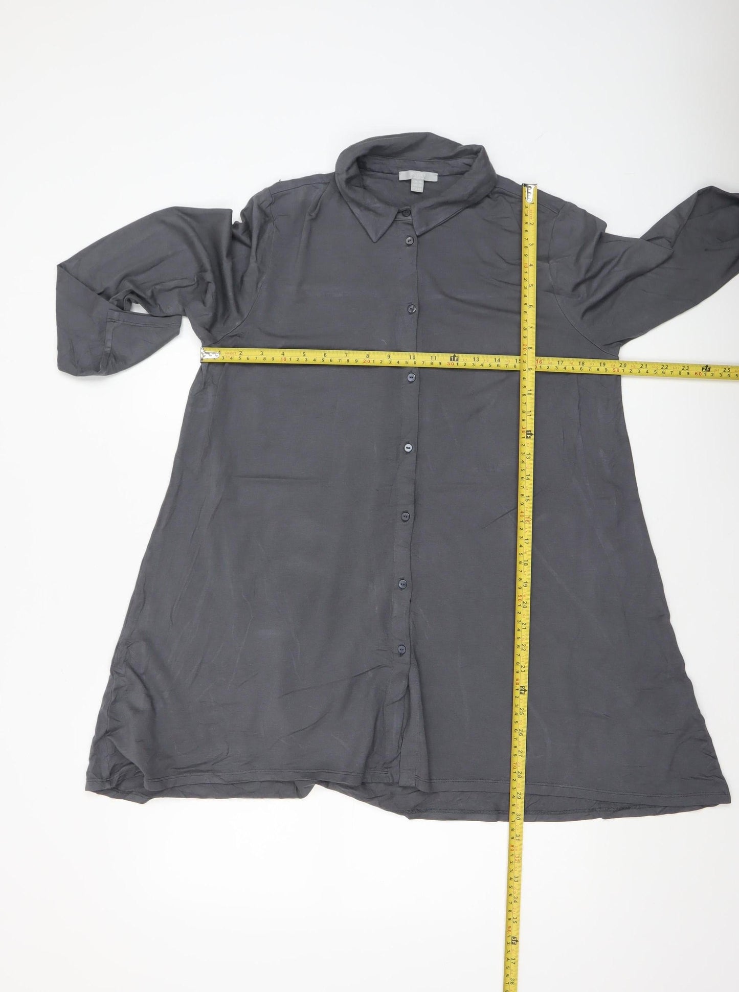 Womens UK Size 16 PURE Collection Grey Classic Button-Up