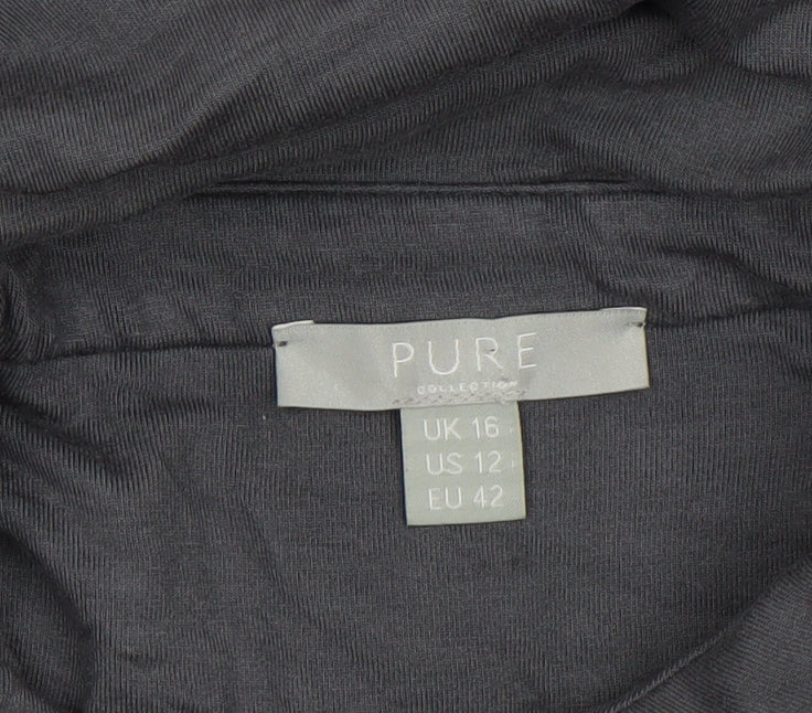 Womens UK Size 16 PURE Collection Grey Classic Button-Up