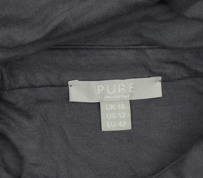 Womens UK Size 16 PURE Collection Grey Classic Button-Up