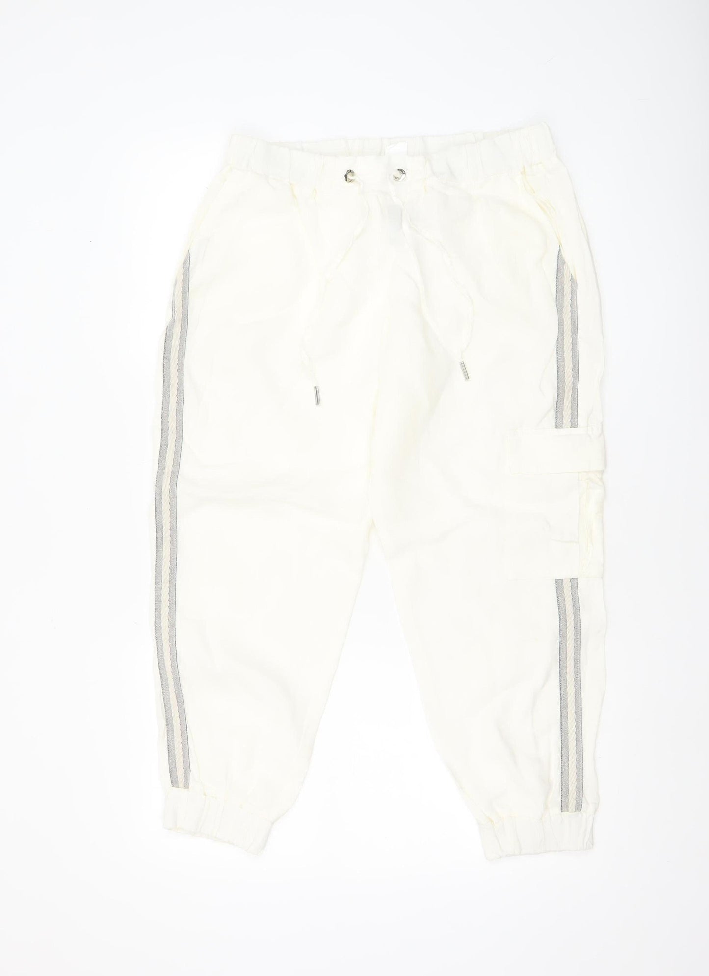 Womens UK Size L Jane Lushka Regular Fit Cargo White Trousers