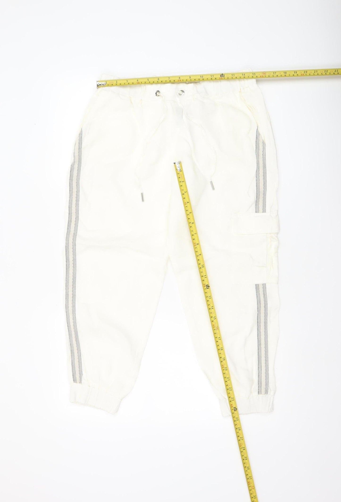 Womens UK Size L Jane Lushka Regular Fit Cargo White Trousers