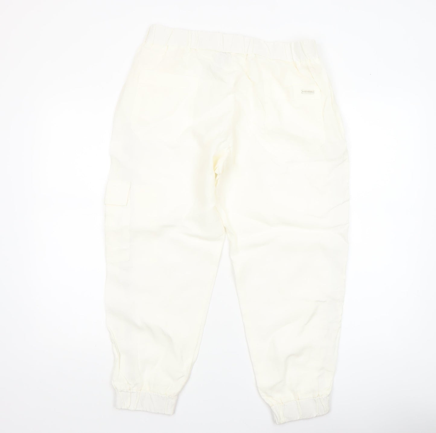 Womens UK Size L Jane Lushka Regular Fit Cargo White Trousers