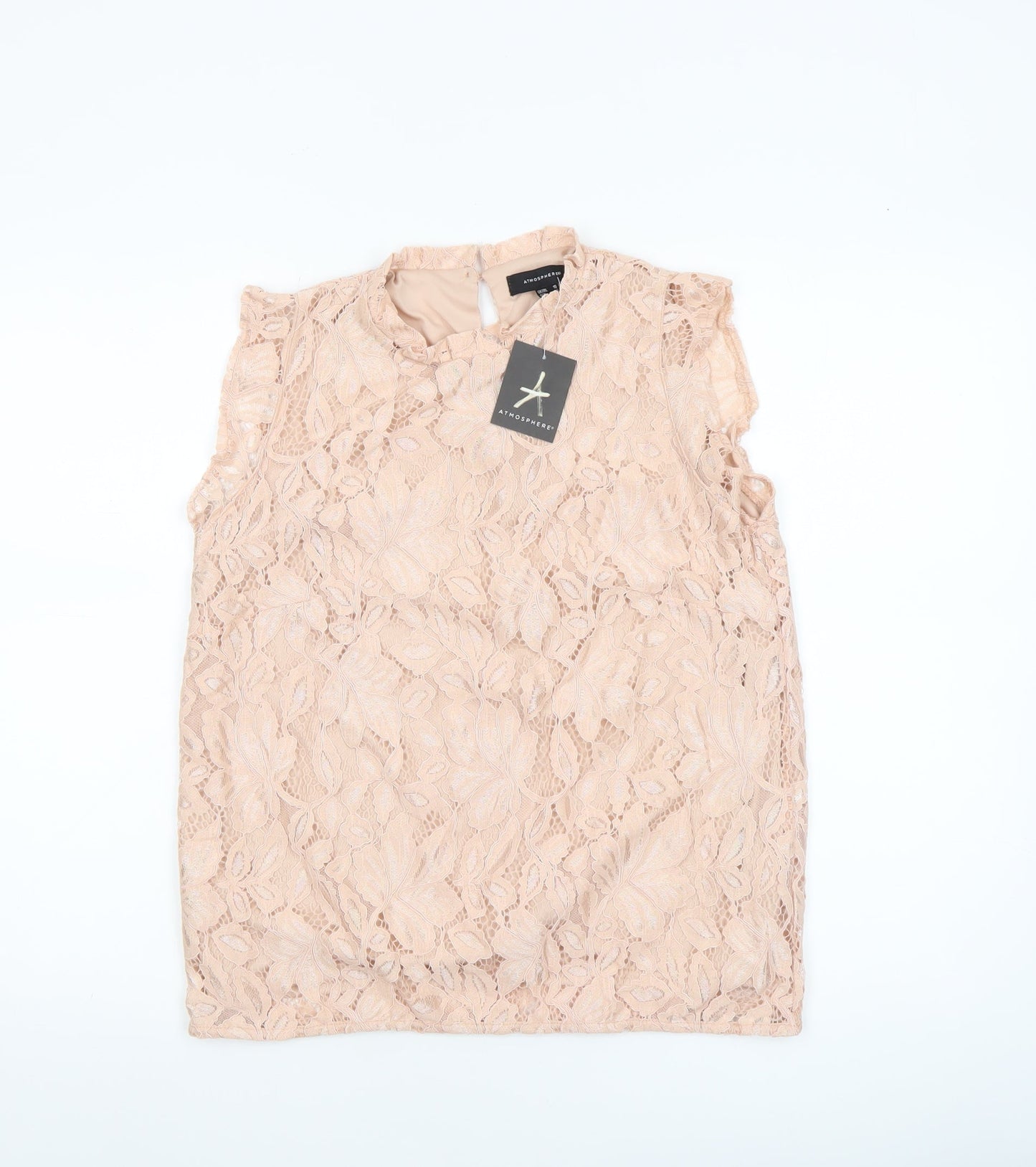 Atmosphere Womens Beige Lace Sleeveless Blouse UK 10 Elegant Semi Sheer Top