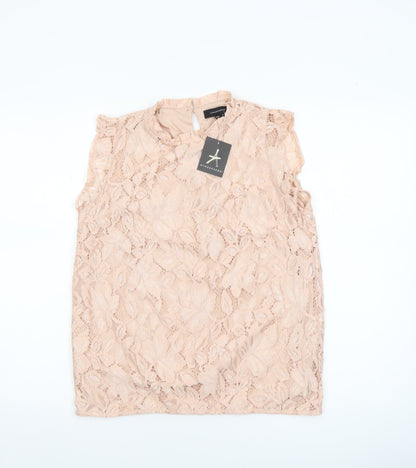 Atmosphere Womens Beige Lace Sleeveless Blouse UK 10 Elegant Semi Sheer Top