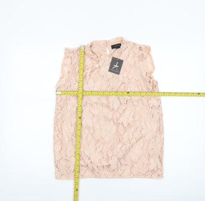 Atmosphere Womens Beige Lace Sleeveless Blouse UK 10 Elegant Semi Sheer Top