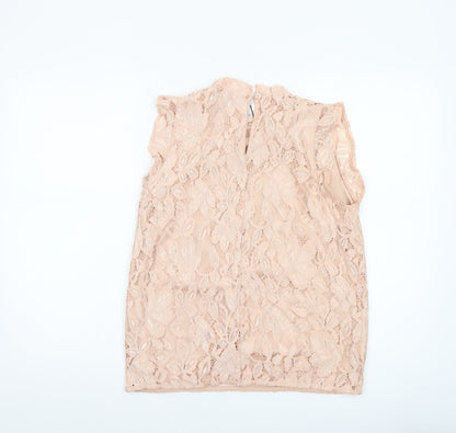 Atmosphere Womens Beige Lace Sleeveless Blouse UK 10 Elegant Semi Sheer Top