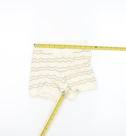 H&M Girls Ivory Knit Cotton Shorts 4-6 Years Casual Lightweight Summer