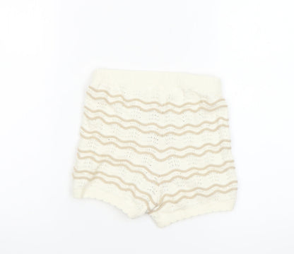 H&M Girls Ivory Knit Cotton Shorts 4-6 Years Casual Lightweight Summer