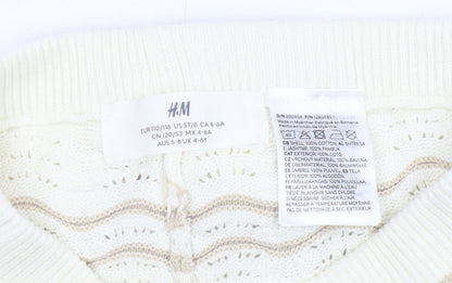 H&M Girls Ivory Knit Cotton Shorts 4-6 Years Casual Lightweight Summer