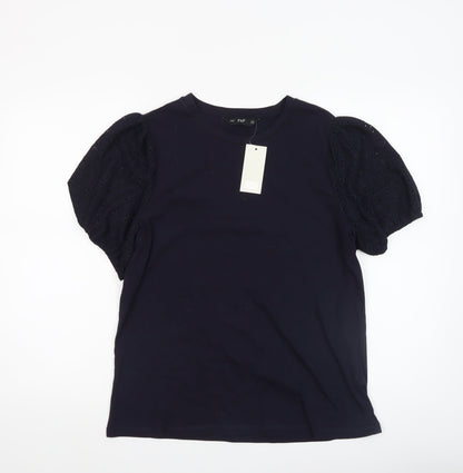 F&F Women’s Blue Puff Sleeve Cotton T-Shirt UK 14