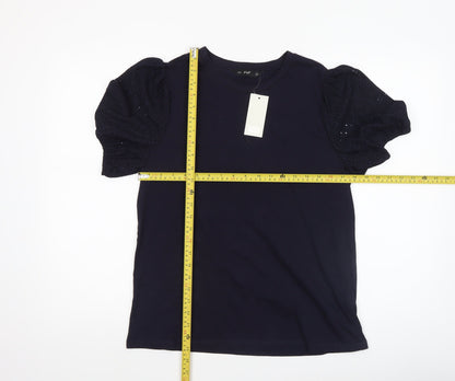 F&F Women’s Blue Puff Sleeve Cotton T-Shirt UK 14