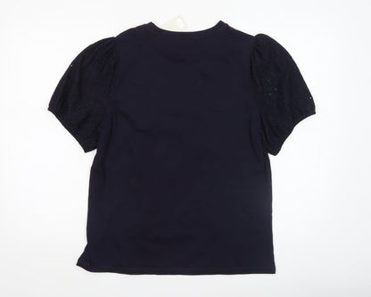 F&F Women’s Blue Puff Sleeve Cotton T-Shirt UK 14