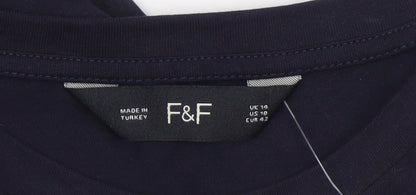 F&F Women’s Blue Puff Sleeve Cotton T-Shirt UK 14