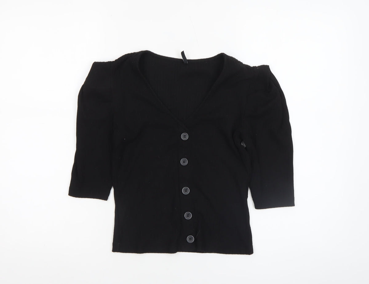 Womens UK Size XS Only Black Basic Button-Up