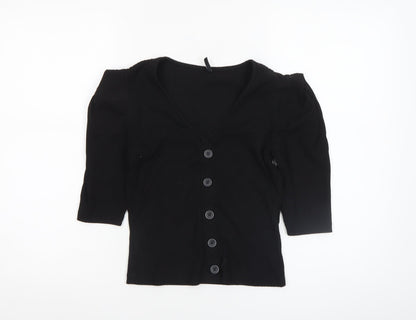 Womens UK Size XS Only Black Basic Button-Up
