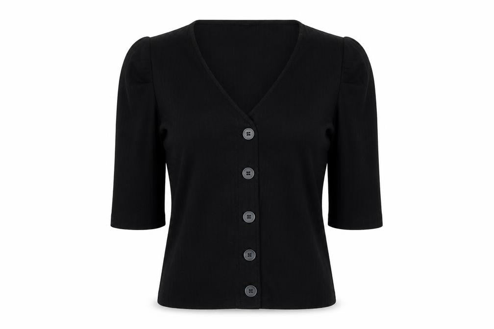 Womens UK Size XS Only Black Basic Button-Up