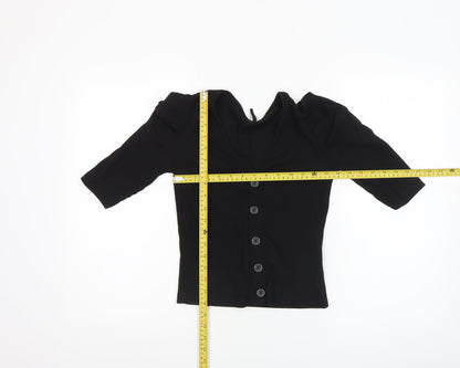 Womens UK Size XS Only Black Basic Button-Up