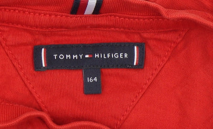 Tommy Hilfiger Boys Red Logo Cotton T-Shirt Size 164 Regular Fit