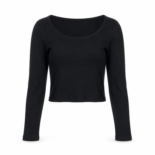Womens UK Size M Pull&Bear Black Cropped T-Shirt