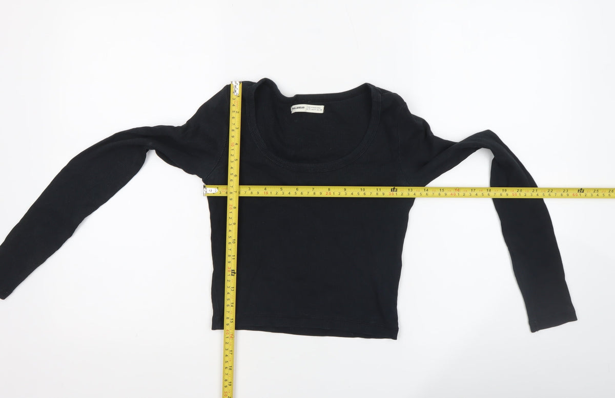 Womens UK Size M Pull&Bear Black Cropped T-Shirt
