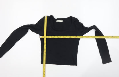 Womens UK Size M Pull&Bear Black Cropped T-Shirt