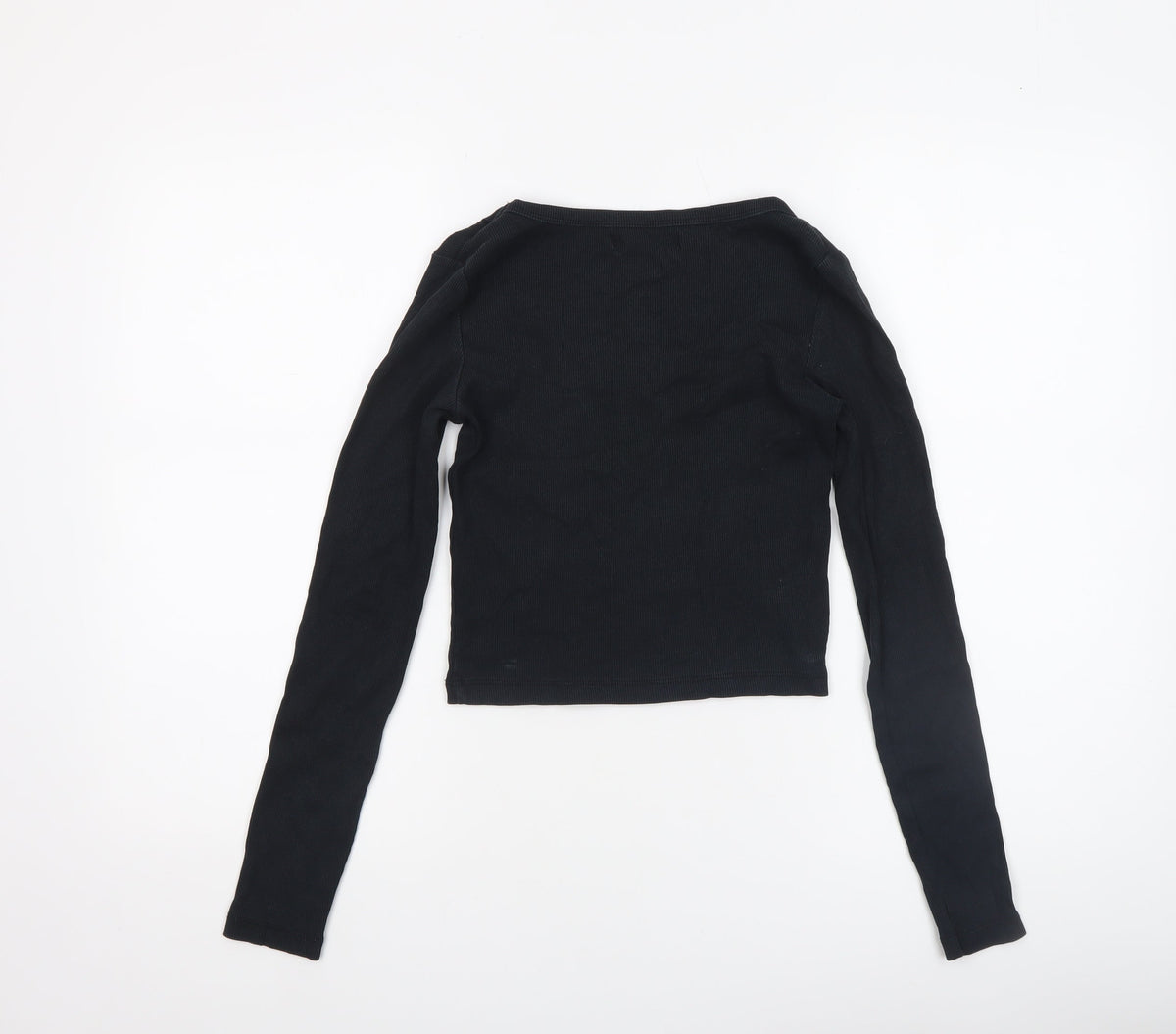Womens UK Size M Pull&Bear Black Cropped T-Shirt
