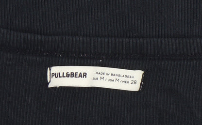 Womens UK Size M Pull&Bear Black Cropped T-Shirt