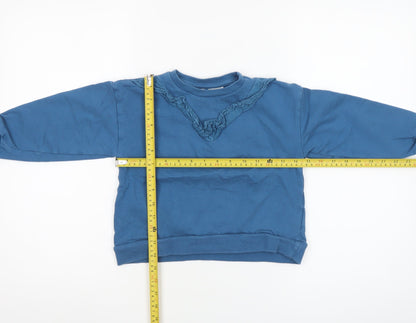 Compañía Fantástica Girls Blue Cotton Ruffle Crew Neck Sweatshirt 6 Years