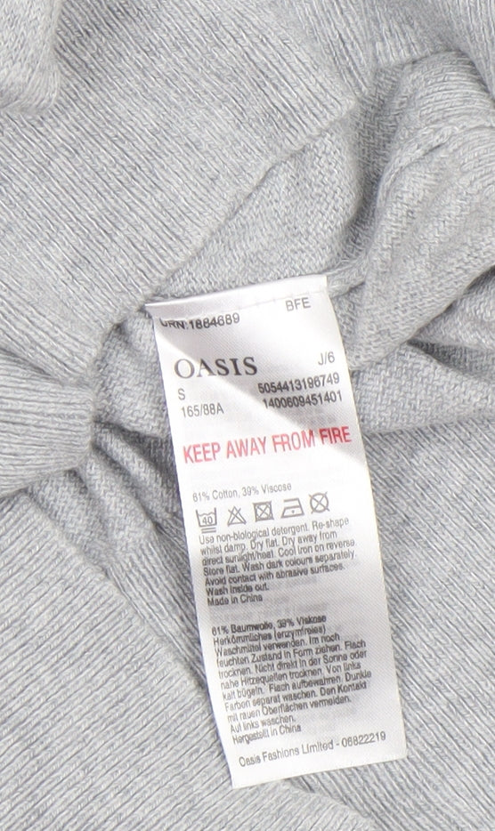 Womens UK Size S Oasis Grey Pullover Jumper