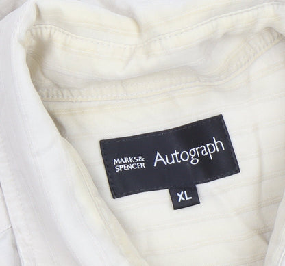 Marks and Spencer Autograph Men's Beige XL Short Sleeve Button-Up Shirt