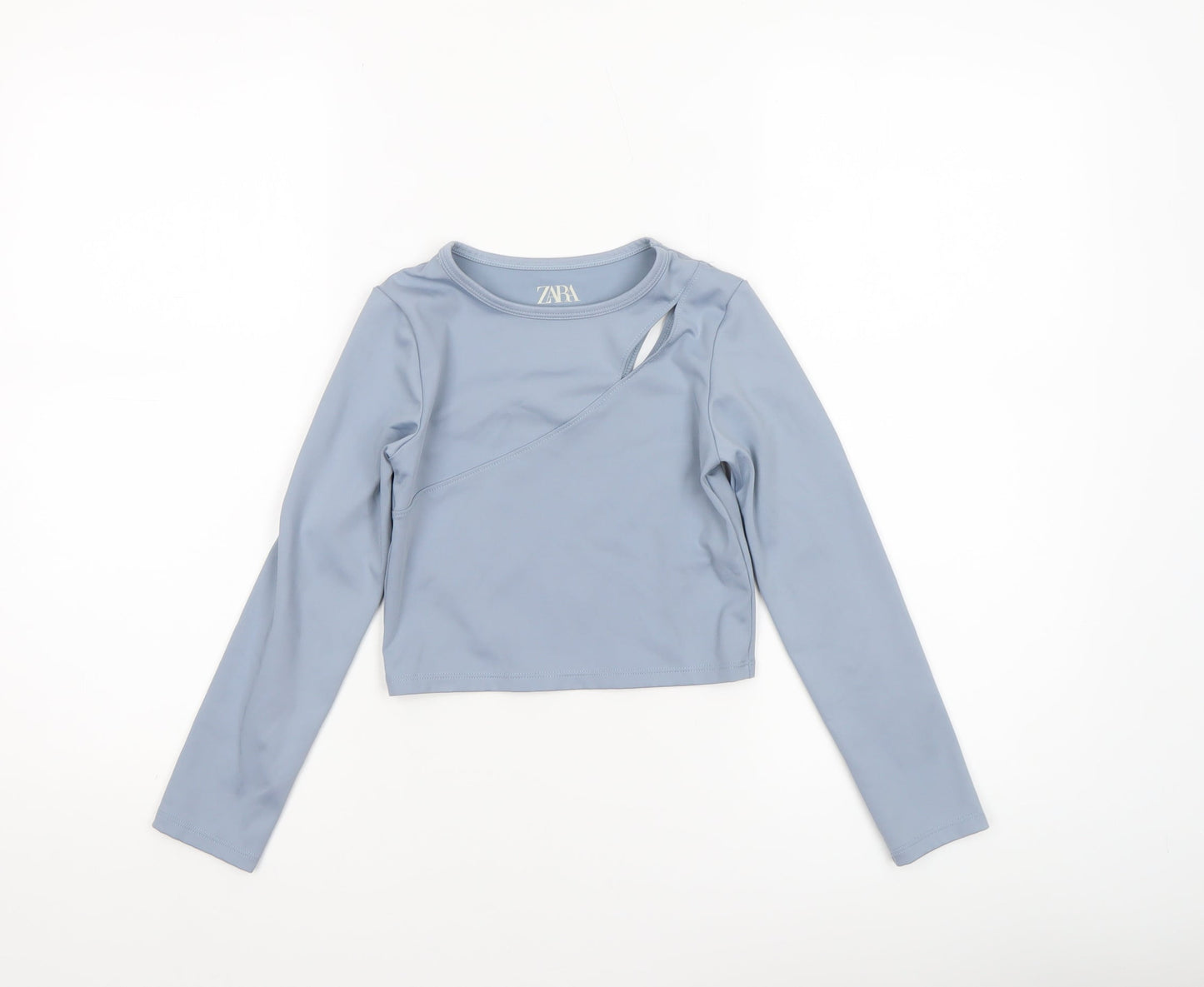 Girls UK Size 8-9 Years Zara Blue Cropped T-Shirt