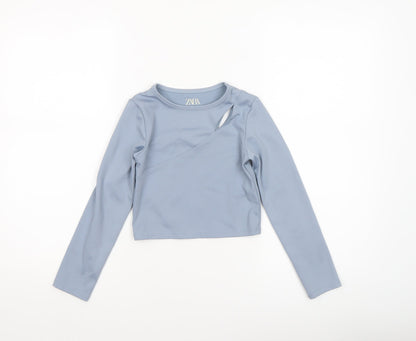 Girls UK Size 8-9 Years Zara Blue Cropped T-Shirt