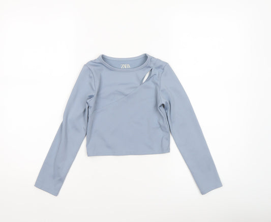 Girls UK Size 8-9 Years Zara Blue Cropped T-Shirt