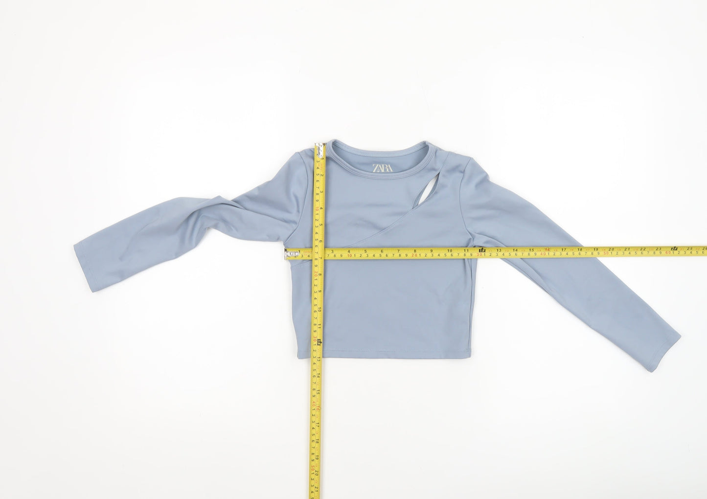 Girls UK Size 8-9 Years Zara Blue Cropped T-Shirt