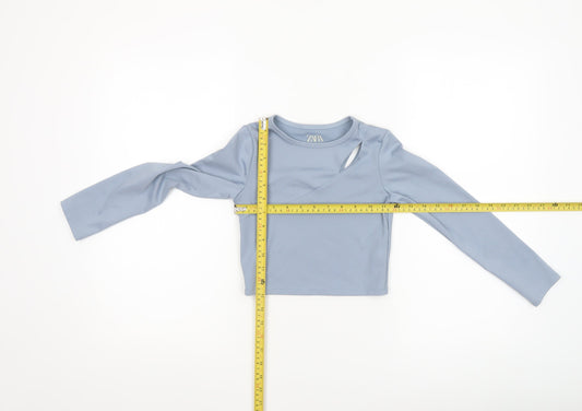 Girls UK Size 8-9 Years Zara Blue Cropped T-Shirt