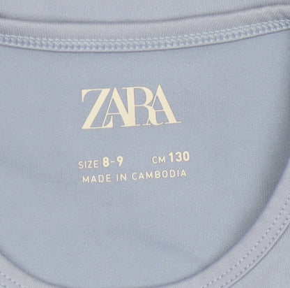 Girls UK Size 8-9 Years Zara Blue Cropped T-Shirt