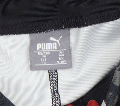 Puma Girls Black Geometric Print Activewear Leggings 9-10 Years