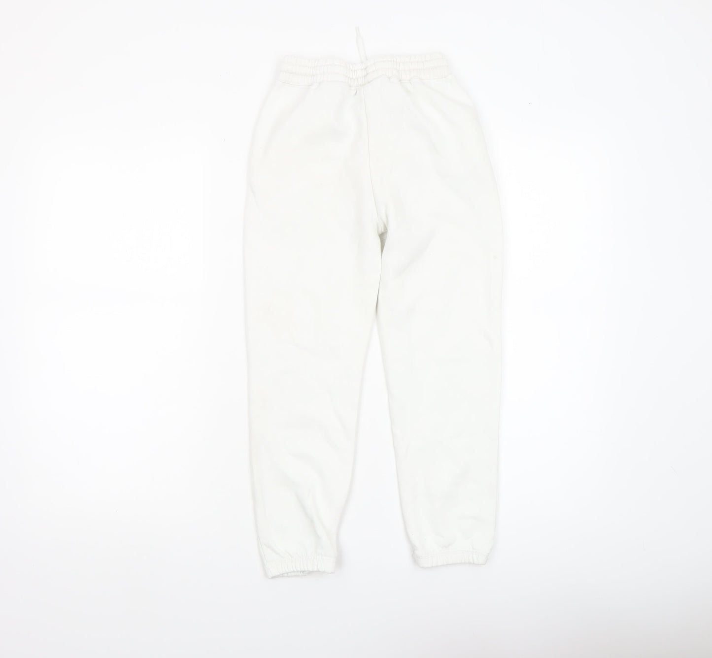 Girls UK Size 7-8 Years Disney Regular Fit Jogger White Trousers