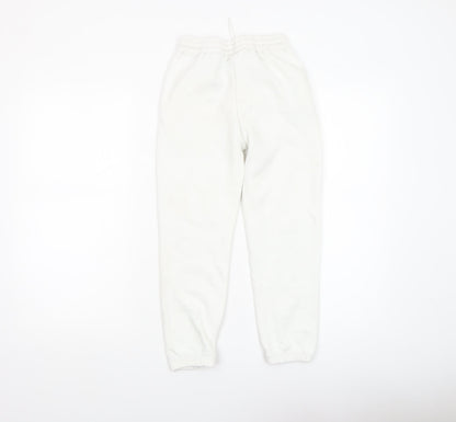 Girls UK Size 7-8 Years Disney Regular Fit Jogger White Trousers