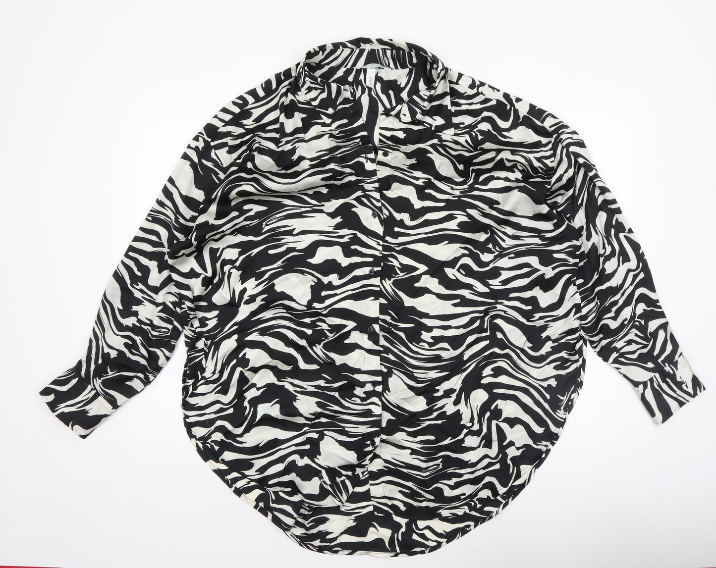 Womens UK Size 12 H&M Black Basic Button-Up