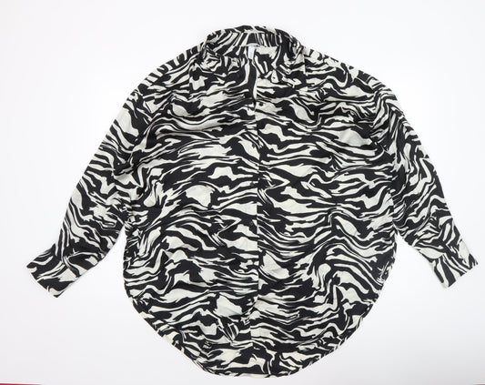 Womens UK Size 12 H&M Black Basic Button-Up