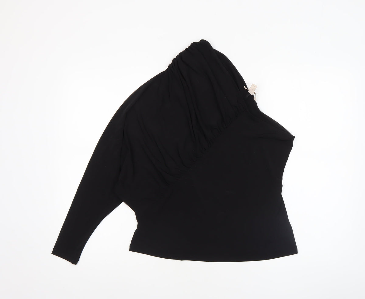 Womens UK Size 14 H&M Black Wrap Blouse
