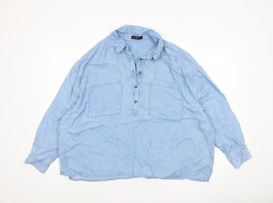 Womens UK Size M F&F Blue Tunic Button-Up
