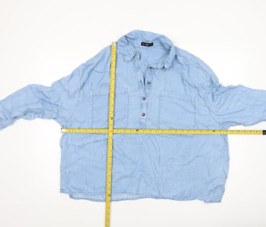 Womens UK Size M F&F Blue Tunic Button-Up