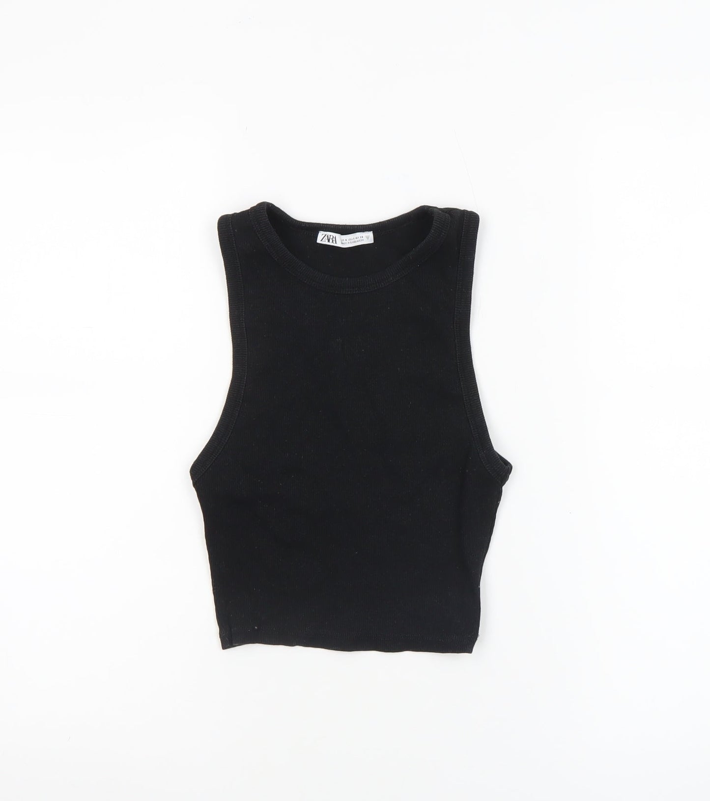 Womens UK Size S Zara Black Cropped Tank