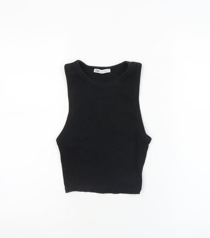 Womens UK Size S Zara Black Cropped Tank
